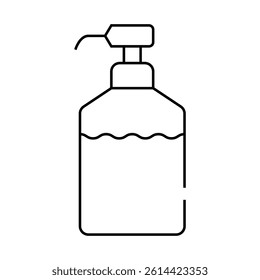 disinfectant bottle with pump line icon vector. disinfectant bottle with pump sign. isolated contour symbol black illustration