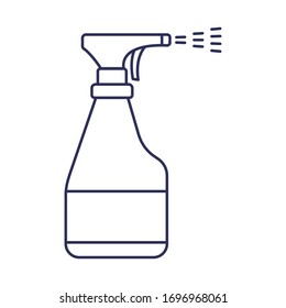 disinfectant bottle with spray, line style icon vector illustration design