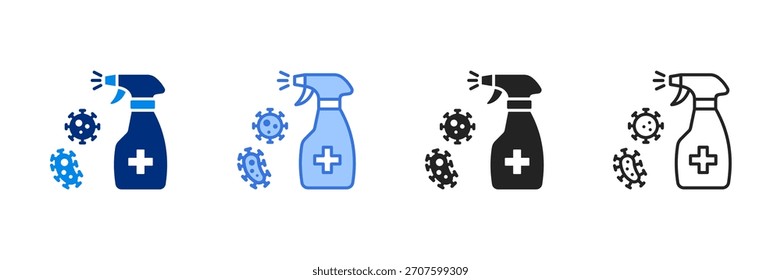 Conjunto de iconos de desinfectante Ilustración vectorial de estilo múltiple