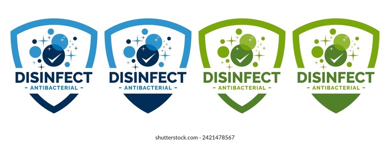 Disinfectant Logo Vector. Kills 99.9% bacteria, germs and viruses . Antibacterial and antiviral defence, protection infection. Vector Illustration