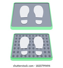 Disinfectant mat. Sanitizing mat. Color antibacterial entry rug. Disinfecting carpet for shoes. Vector illustration isolated on white background