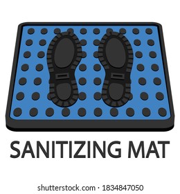Disinfectant mat. Sanitizing mat. Color antibacterial entry rug. Disinfecting carpet for shoes. Sterile surface. Vector illustration isolated on white background
