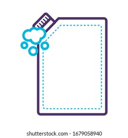 disinfectant plastic bottle product with foam line style vector illustration