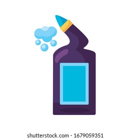 disinfectant plastic bottle product with foam detaild style vector illustration
