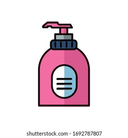 disinfectant plastic bottle product with push dispenser flat style vector design