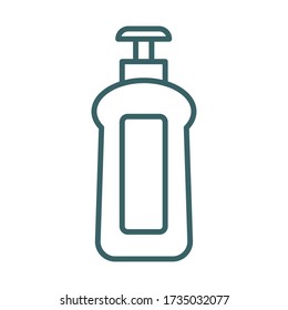 disinfectant plastic bottle product with push dispenser line style vector design
