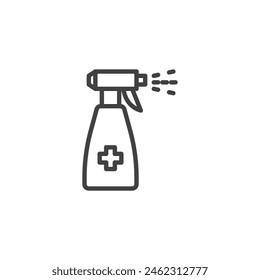 Disinfectant spray bottle line icon. linear style sign for mobile concept and web design. Sanitizer spray bottle outline vector icon. Symbol, logo illustration. Vector graphics