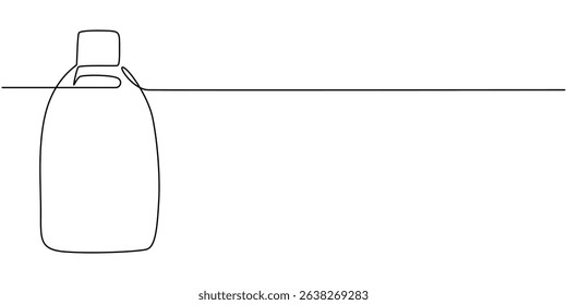  Disinfectant Spray Continuous Line Editable Stroke Icon, Line Drawing of Simple Bottle on White Background