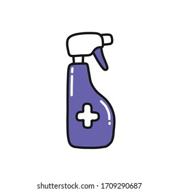 disinfectant spray, hand sanitizer doodle icon, vector illustration