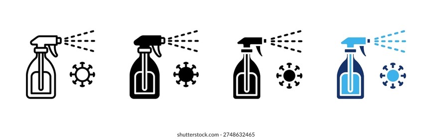 Disinfectant Spray icon set multiple style collection