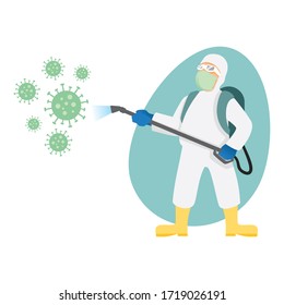 disinfectant sprayer man image vector