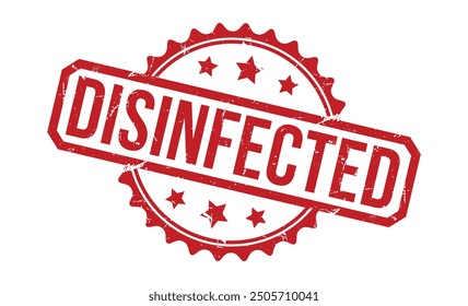 DISINFECTED Red rubber stamp on white background. DISINFECTED stamp sign. DISINFECTED stamp.