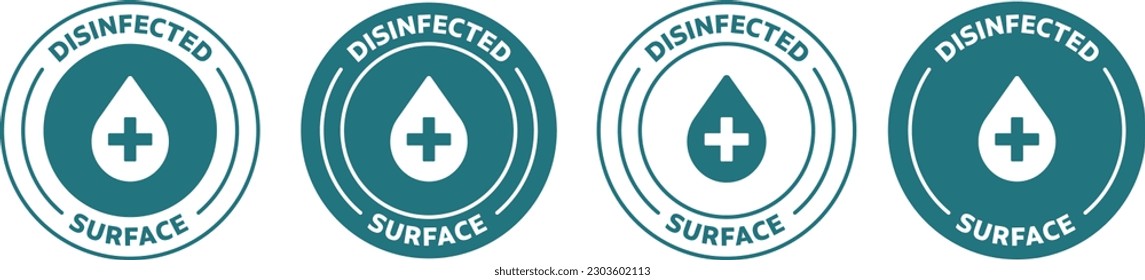 Disinfected surface icon set in four variations on white background