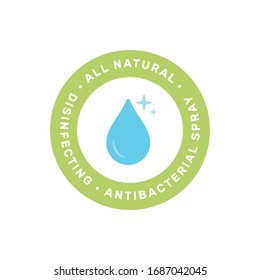 Disinfecting, All-Natural, Anti-Bacterial Spray Logo Badge, Branding Icon, Vector Illustration Background