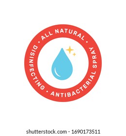 Disinfecting, All-Natural, Anti-Bacterial Spray Logo Badge, Branding Icon, Vector Illustration Background