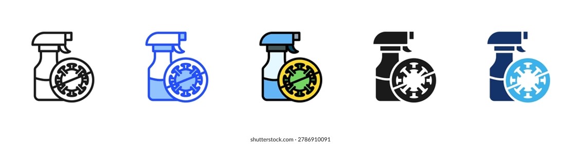 Disinfecting Spray Icon Collection With Multiple Styles