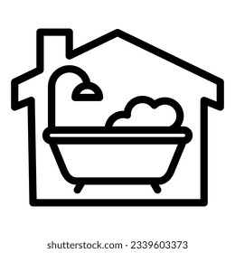 Disinfection bath against germs and viruses line icon. Bathtub with foam outline style pictogram on white background. Covid-19 quarantine for mobile concept and web design. Vector graphics