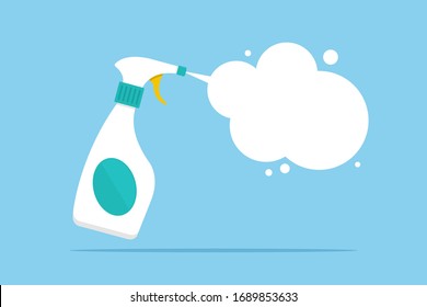 Disinfection with cleaning spray vector flat illustration