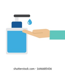 Disinfection concept. Man washing hands. Personal hygiene. Disinfection, antibacterial washing. Vector illustration.