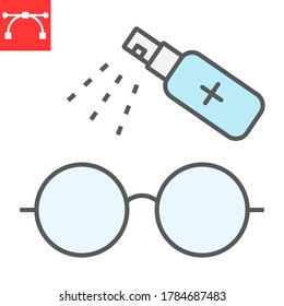 Disinfection eyeglasses color line icon, hygiene and disinfection, cleaning eyeglasses sign vector graphics, editable stroke filled outline icon, eps 10
