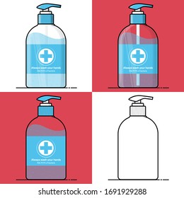 Disinfection. Hand sanitizer bottle icon, washing gel. Vector illustration adobe illustrator