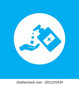 Disinfection. Hand sanitizer bottle icon, washing gel.