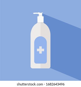 disinfection or hand sanitizer bottle, washing gel. Vector illustration suitable for hygiene, disinfect, medical, clean life, anti virus, bacteria, health care, disease spread, germs, illness, corona