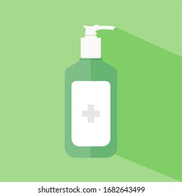 disinfection or hand sanitizer bottle, washing gel. Vector illustration suitable for hygiene, disinfect, medical, clean life, anti virus, bacteria, health care, disease spread, germs, illness, corona