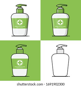 Disinfection. Hand sanitizer bottle, washing gel. Vector illustration adobe illustrator