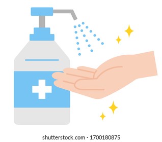 Disinfection. Hand sanitizer spray bottle illustration. Health care and hygiene concept