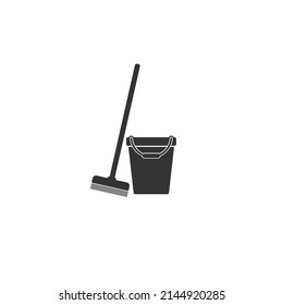 Disinfection Home Mop Bucket Icon. Outline Disinfection Home Mop Bucket Vector Icon For Web Design Isolated, Flat Sign