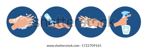 Disinfection Hygiene Set Hands Wipes Washing Stock Vector (Royalty Free ...