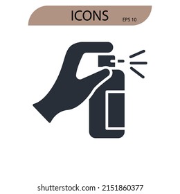 símbolos de desinfección elementos vectores para web infográfica