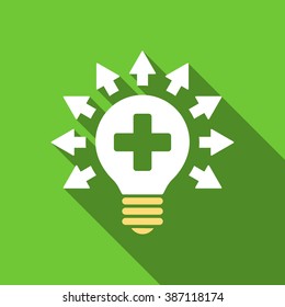 Disinfection Lamp long shadow vector icon. Style is a flat symbol with rounded angles on a green square symbol.