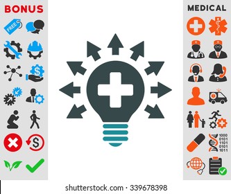 Disinfection Lamp vector icon with bonus. Style is bicolor flat symbol, soft blue colors, rounded angles, white background.