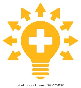 Disinfection Lamp vector icon. Style is flat symbol, yellow color, rounded angles, white background.