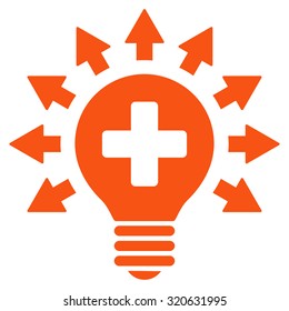 Disinfection Lamp vector icon. Style is flat symbol, orange color, rounded angles, white background.