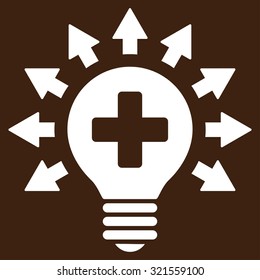 Disinfection Lamp vector icon. Style is flat symbol, white color, rounded angles, brown background.