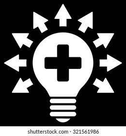 Disinfection Lamp vector icon. Style is flat symbol, white color, rounded angles, black background.