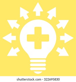 Disinfection Lamp vector icon. Style is flat symbol, white color, rounded angles, yellow background.