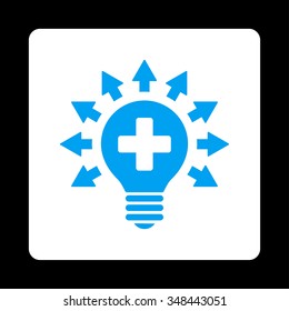 Disinfection Lamp vector icon. Style is flat rounded square button, blue and white colors, black background.