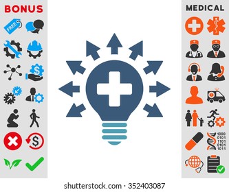 Disinfection Lamp vector icon. Style is bicolor flat symbol, cyan and blue colors, rounded angles, white background.