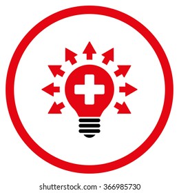 Disinfection Lamp vector icon. Style is bicolor flat circled symbol, intensive red and black colors, rounded angles, white background.