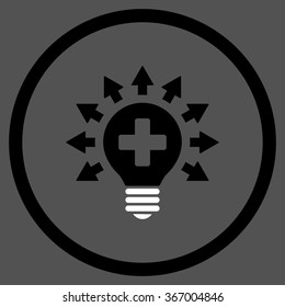 Disinfection Lamp vector icon. Style is bicolor flat circled symbol, black and white colors, rounded angles, gray background.