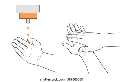 Disinfection liquid application, vector sign