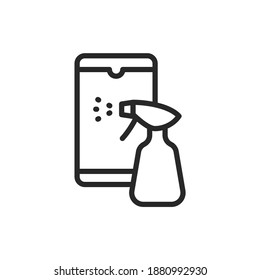 Disinfection phone color line icon. Isolated vector element.