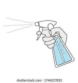 disinfection. spraying the solution. prevention of coronavirus. vector illustration.