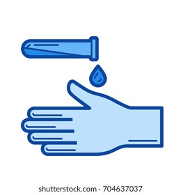 Icono de la línea vectorial de desinfección aislado en fondo blanco. Icono de línea de desinfección para infografía, sitio web o aplicación. Icono azul diseñado en un sistema de cuadrícula.