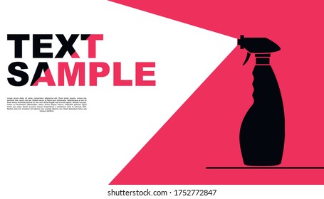 Disinfection web banner, anti-bacterial spray. Poster for online platforms on medical topics. Vector illustration. Landing page coronavirus protection.