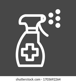 Disinfection white colored vector line icon with dark background